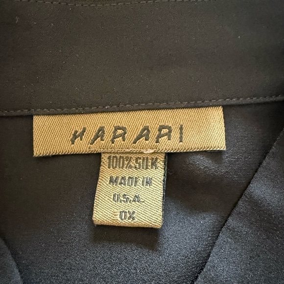 Harari 100% Black Silk Mandarin Collar Top with Blue Buddha Print in Size 0X - Picture 8 of 8